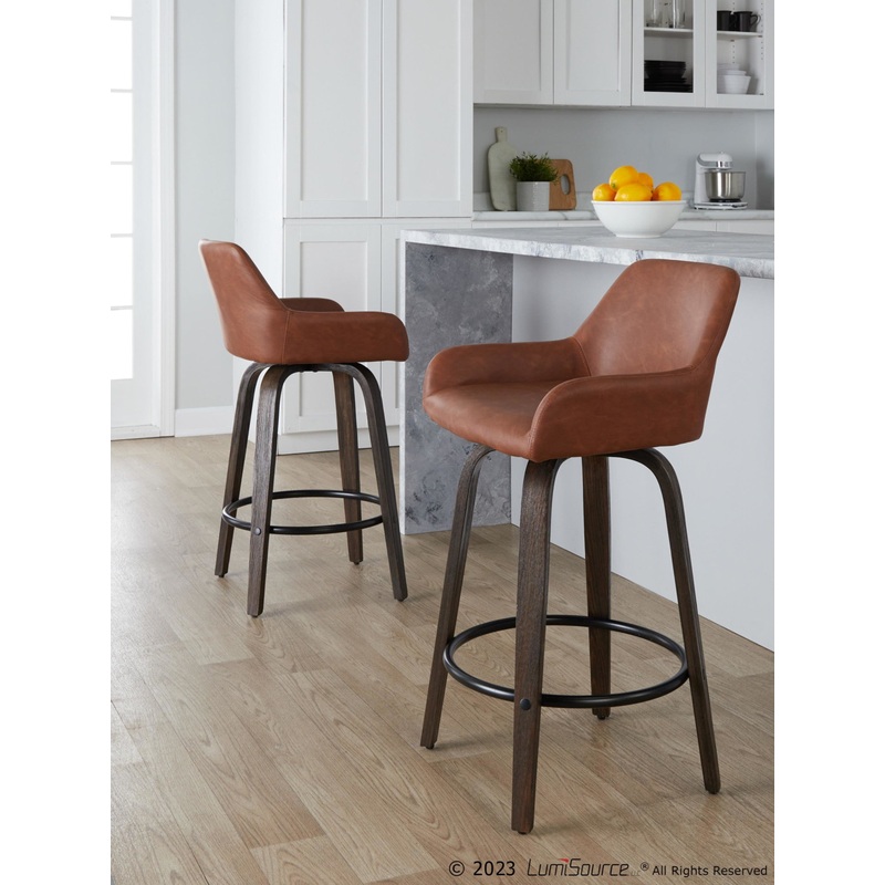 Daniella 26" Fixed-Height Counter Stool - Set of 2 By LumiSource - B26-DNLAPU-GRTZQ2 BNCAM2