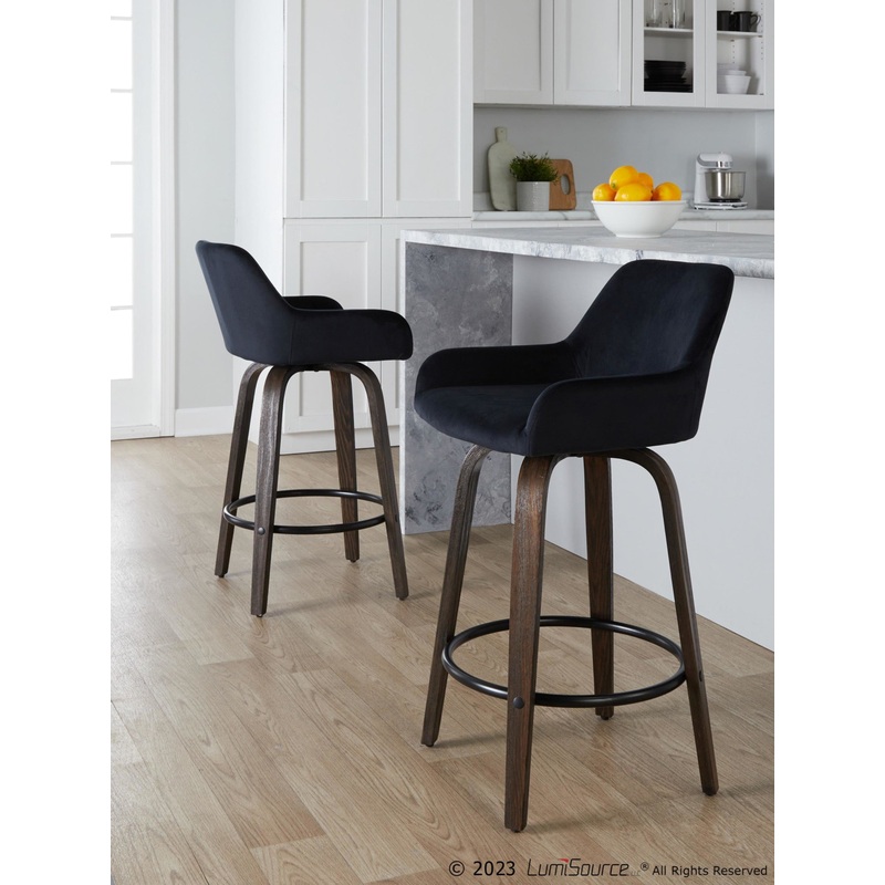 Daniella 26" Fixed-Height Counter Stool - Set of 2 By LumiSource - B26-DNLAV-GRTZQ2 BNBK2