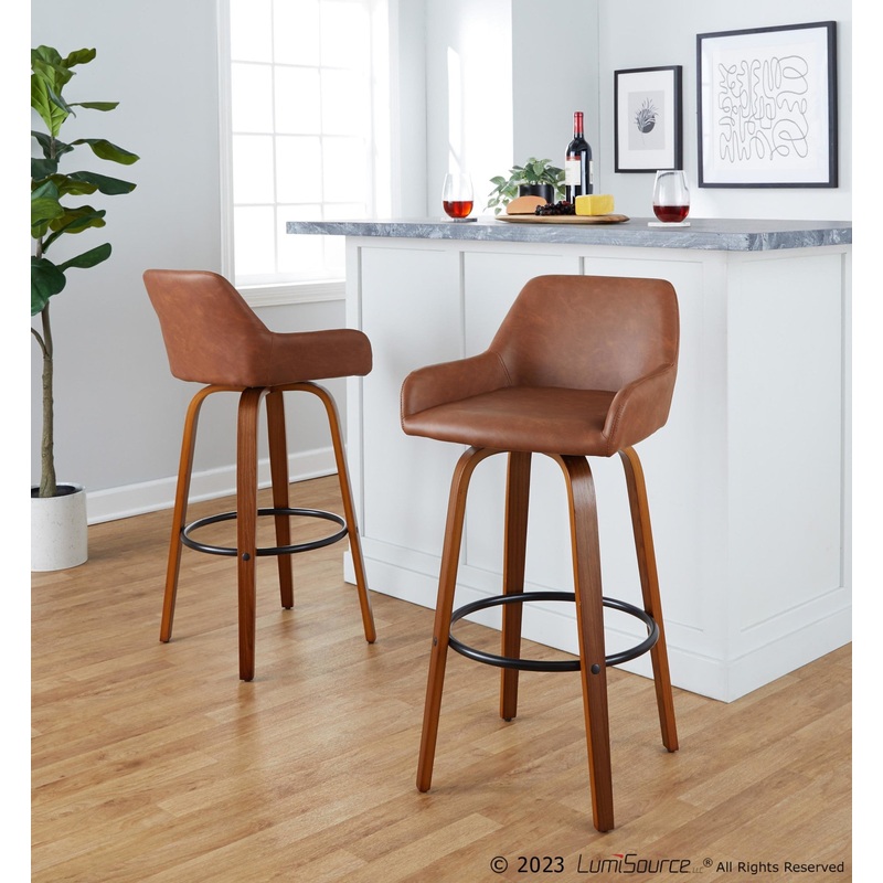 Daniella 30" Fixed-Height Barstool - Set of 2 By LumiSource - B30-DNLAPU-GRTZQ2 WLCAM2