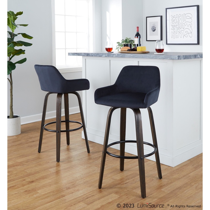 Daniella 30" Fixed-Height Barstool - Set of 2 By LumiSource - B30-DNLAV-GRTZQ2 BNBK2