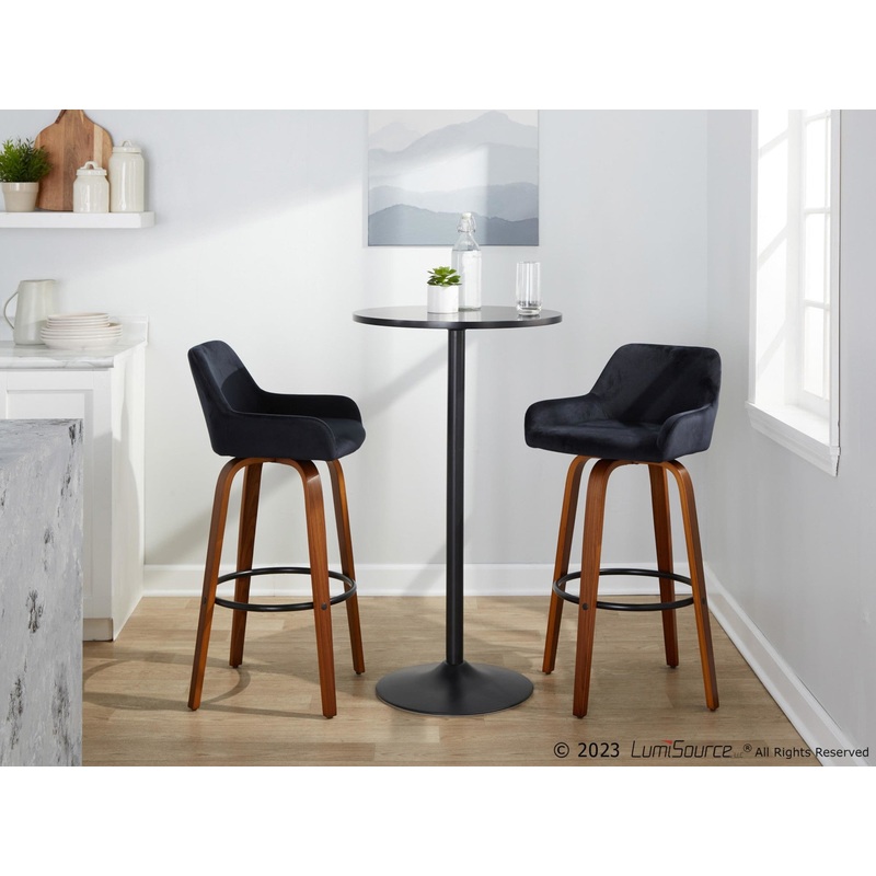Daniella 30" Fixed-Height Barstool - Set of 2 By LumiSource - B30-DNLAV-GRTZQ2 WLBK2