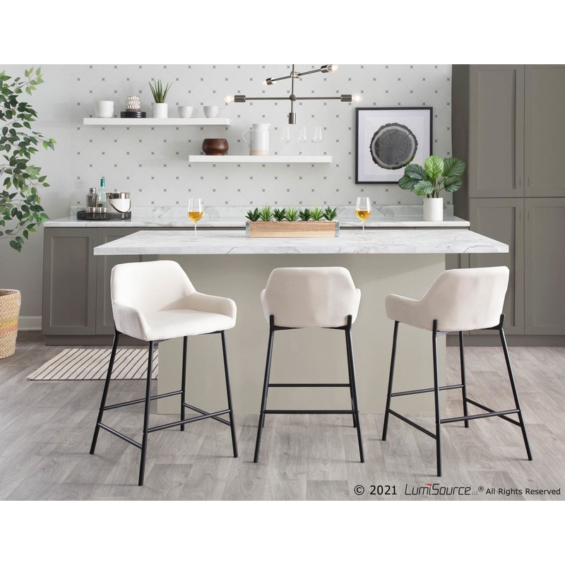 Daniella Fixed-Height Counter Stool - Set of 2 By LumiSource - B24-DNLA2 BKCR2