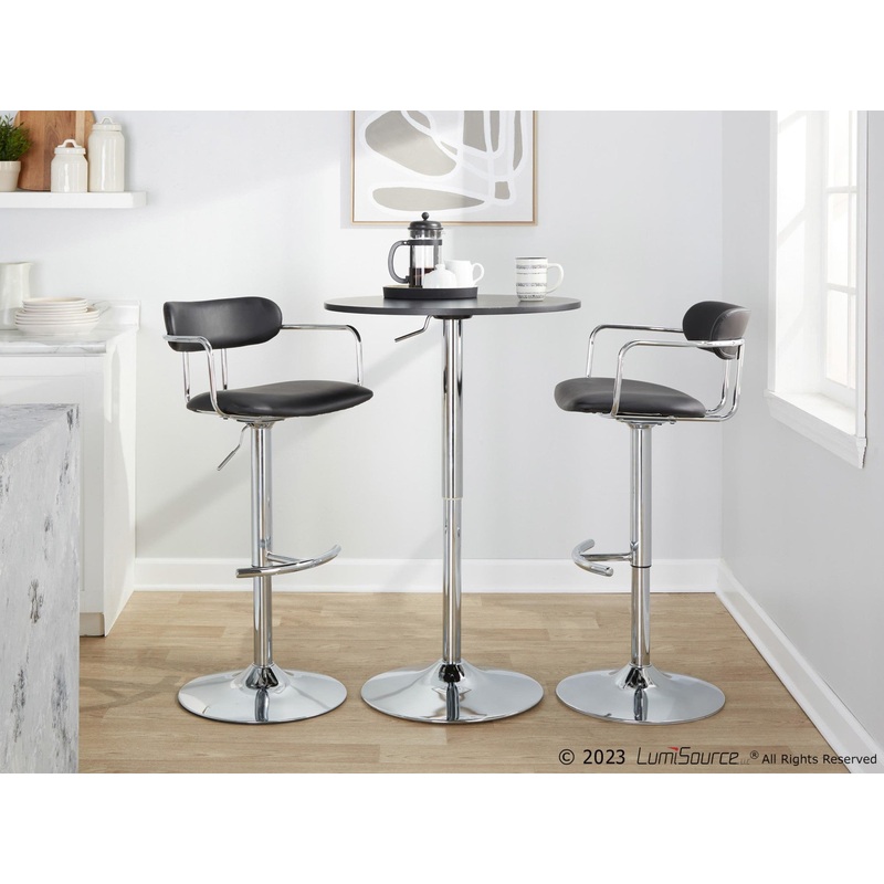 Demi Adjustable Barstool - Set of 2 By LumiSource - BS-DEMIPU-RT2 CHRCHRBK2