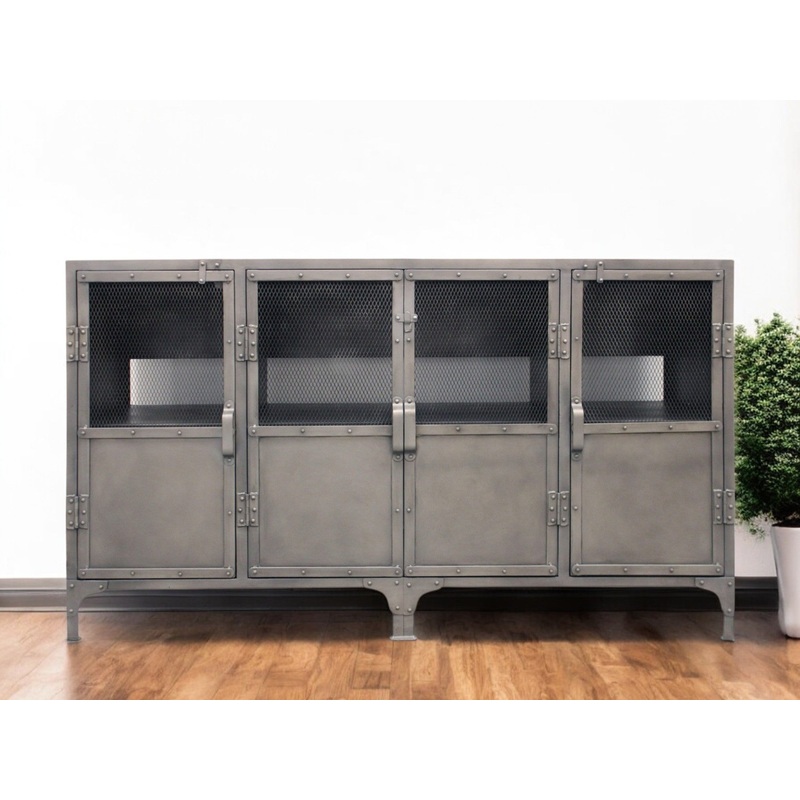 Gray Metal Enclosed Storage TV Stand By Homeroots