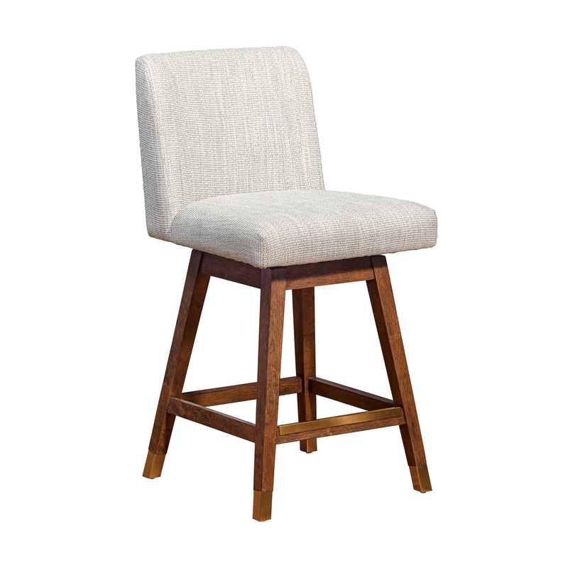 Beige And Brown Solid Wood Swivel Bar Height Bar Chair By Homeroots