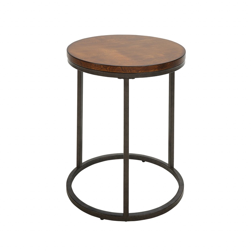 Black And Wood Brown Wood And Iron Round End Table By Homeroots