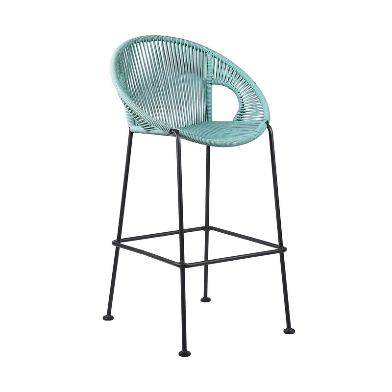 Green Metal Low back Outdoor Counter Height Bar chair with Footrest By Homeroots