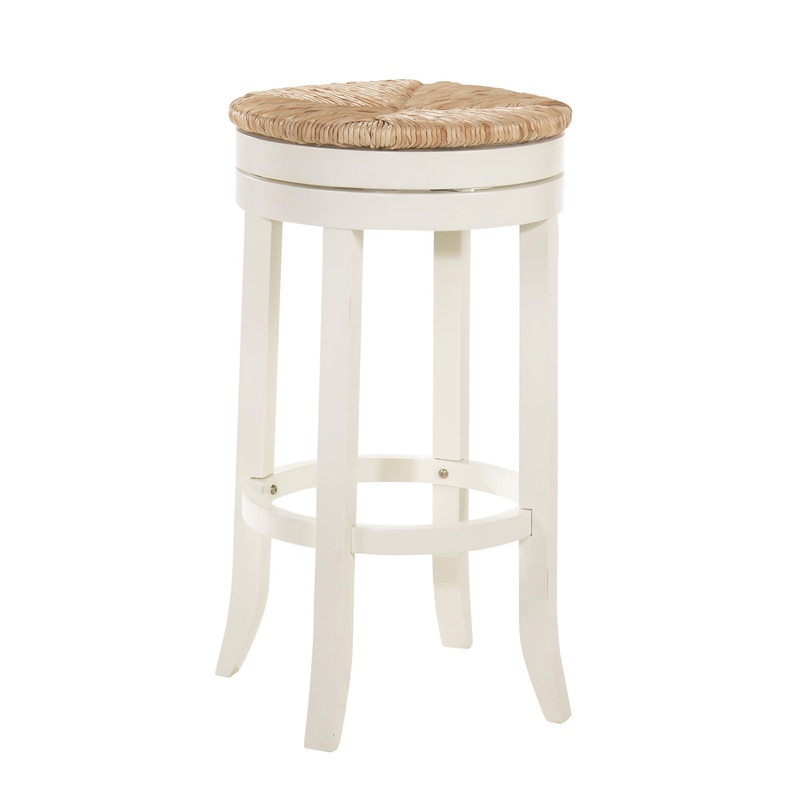 Natural And Antiqued White Solid Wood Swivel Backless Bar Height Bar Chair By Homeroots