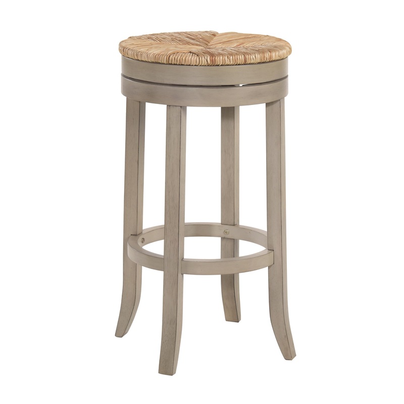 Natural And Gray Solid Wood Swivel Backless Bar Height Bar Chair By Homeroots
