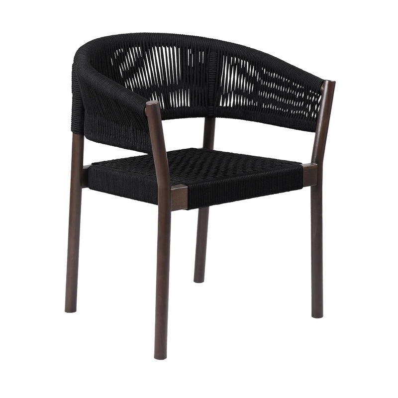 Set of Two Black Solid Wood Outdoor Dining Chair By Homeroots