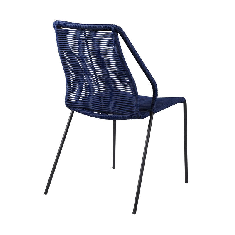 Set of Two Blue Metal Outdoor Dining Chair By Homeroots
