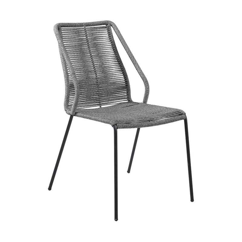 Set of Two Gray Metal Outdoor Dining Chair By Homeroots