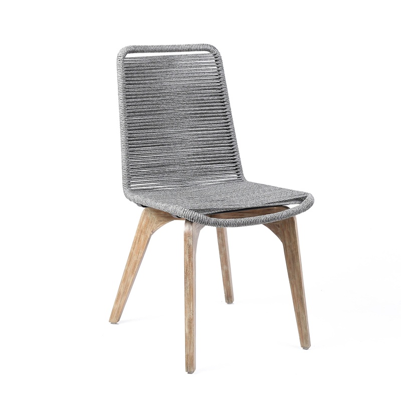 Set of Two Gray Solid Wood Outdoor Dining Chair By Homeroots