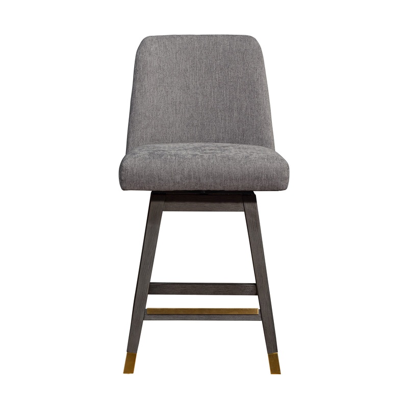 Taupe and Gray Solid Wood Counter Height Swivel Bar Chair By Homeroots