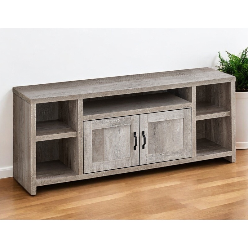 Taupe Distressed Wood Enclosed and Open Storage TV Stand By Homeroots
