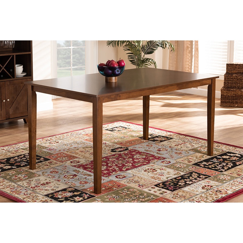 Baxton Studio Eveline Modern and Contemporary Walnut Brown Finished Rectangular Wood Dining Table