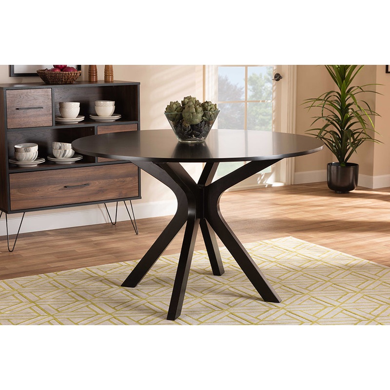 Baxton Studio Kenji Modern and Contemporary Dark Brown Finished 48-Inch-Wide Round Wood Dining Table