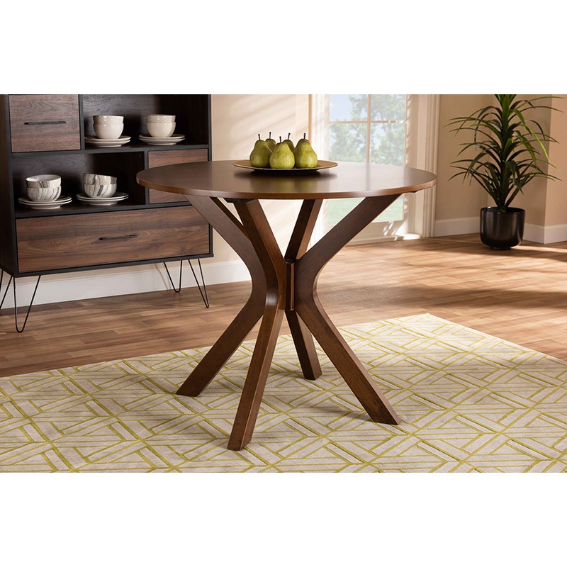Baxton Studio Kenji Modern and Contemporary Walnut Brown Finished 35-Inch-Wide Round Wood Dining Table