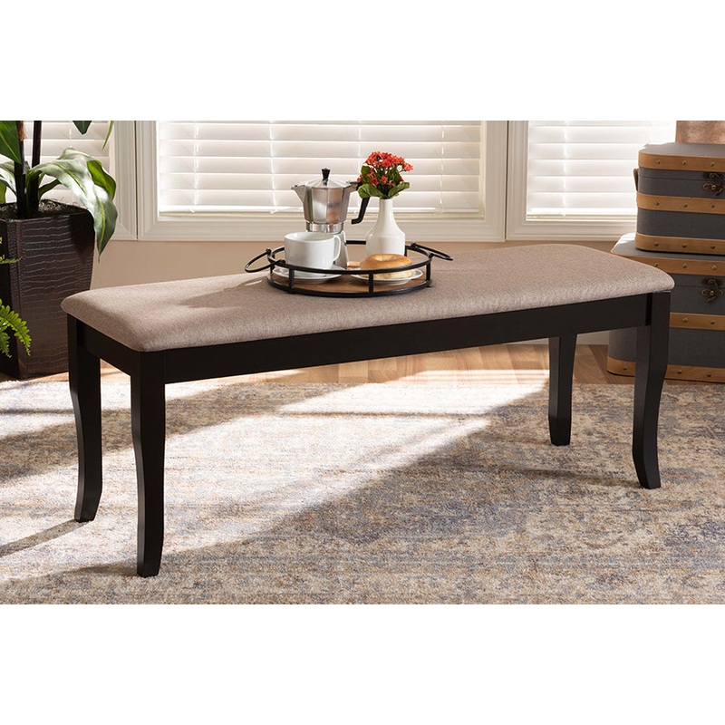 Baxton Studio Cornelie Modern and Contemporary Transitional Sand Fabric Upholstered and Dark Brown Finished Wood Dining Bench