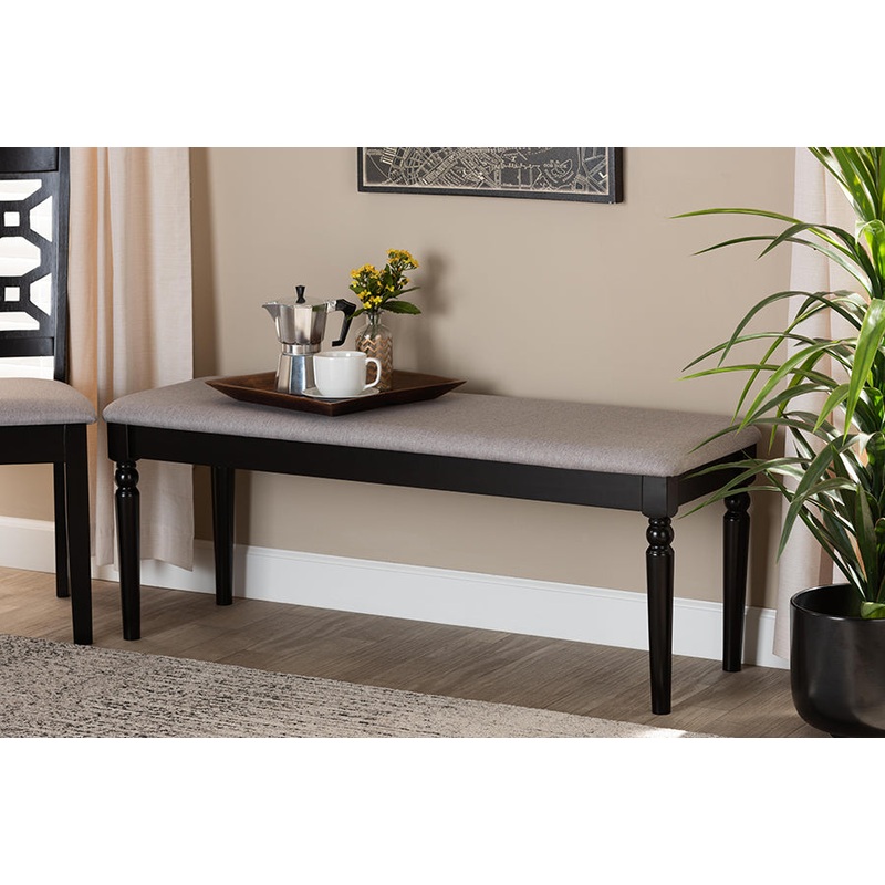 Baxton Studio Giovanni Modern and Contemporary Grey Fabric Upholstered and Dark Brown Finished Wood Dining Bench
