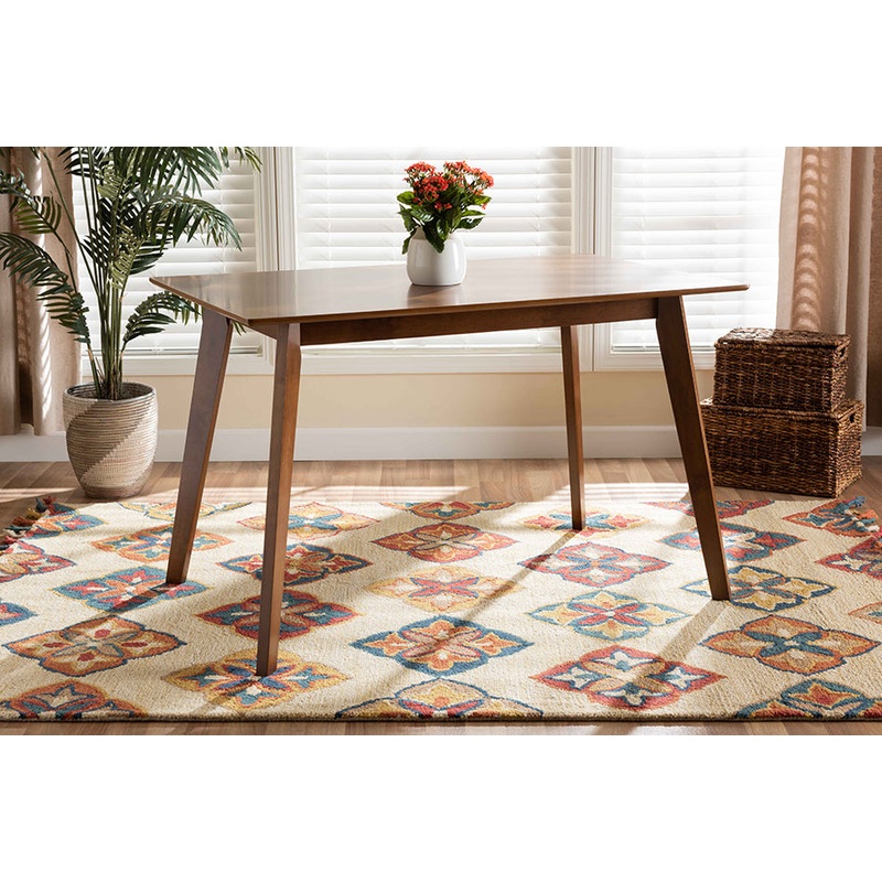 Baxton Studio Maila Mid-Century Modern Transitional Walnut Brown Finished Wood Dining Table