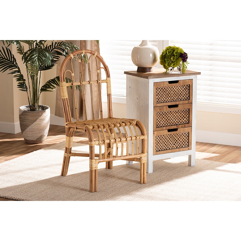 Baxton Studio Athena Modern and Contemporary Natural Finished Rattan Dining Chair