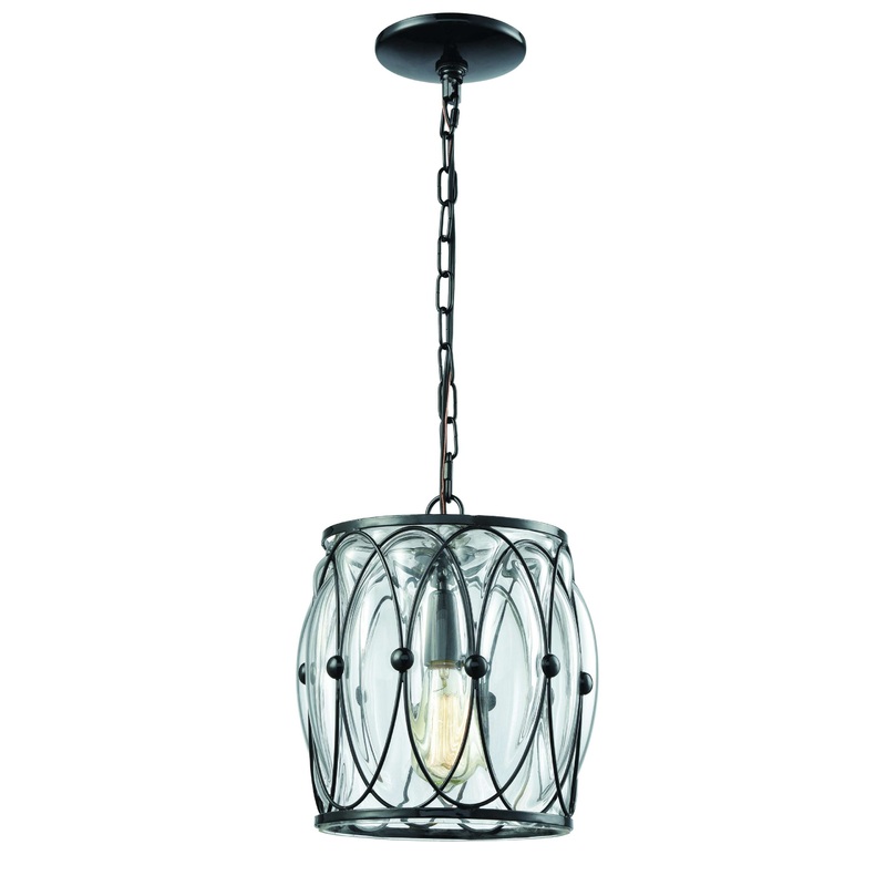 Adriano 1-Light Mini Pendant in Gloss Black with Clear Blown Glass