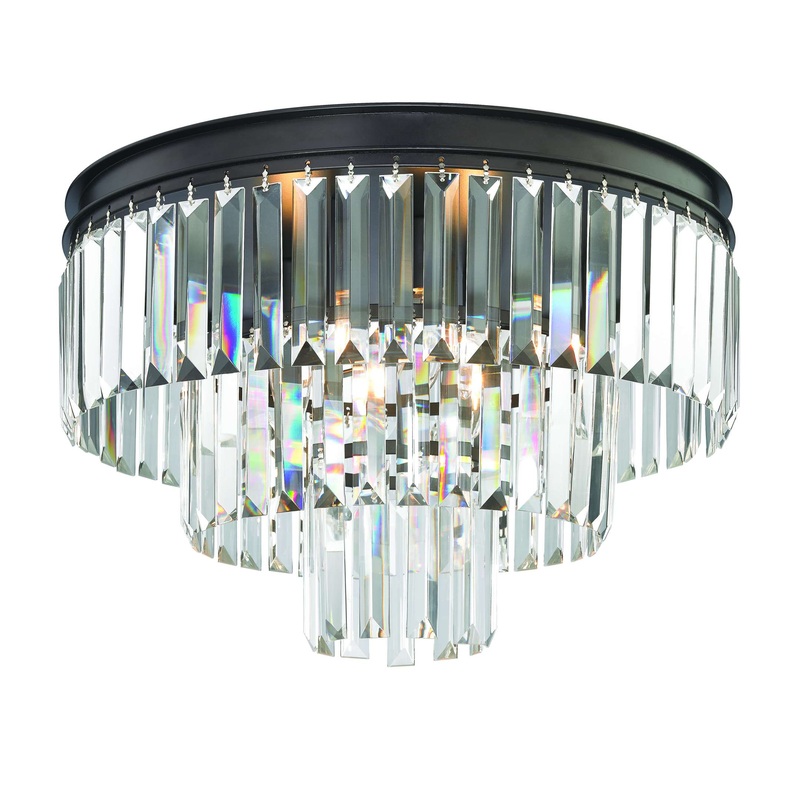 Palacial 3-Light Flush in Oil Rubbed Bronze with Clear Crystal