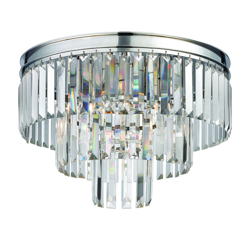 Palacial 3-Light Semi Flush in Polished Chrome with Clear Crystal