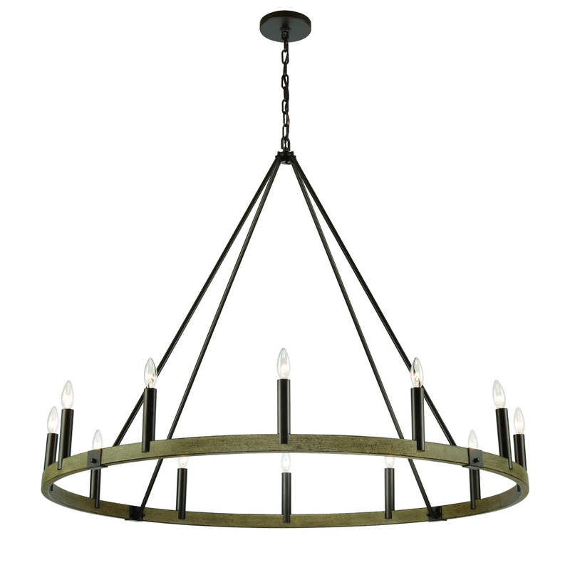 Transitions 12-Light Chandelier in Oil Rubbed Bronze and Aspen Finish
