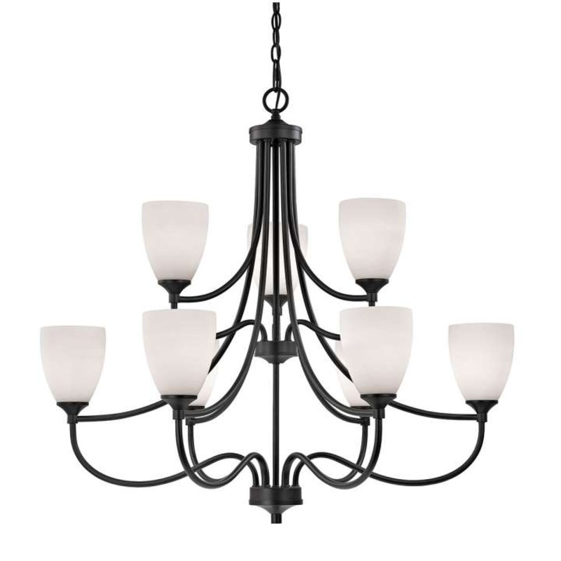 Arlington 9-Light Chandelier in Oil Rubbed Bronze with White Glass