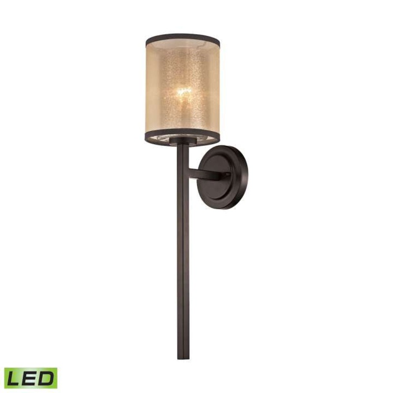 Diffusion 1-Light Wall Lamp in Oiled Bronze with Organza and Mercury Glass - Includes LED Bulb