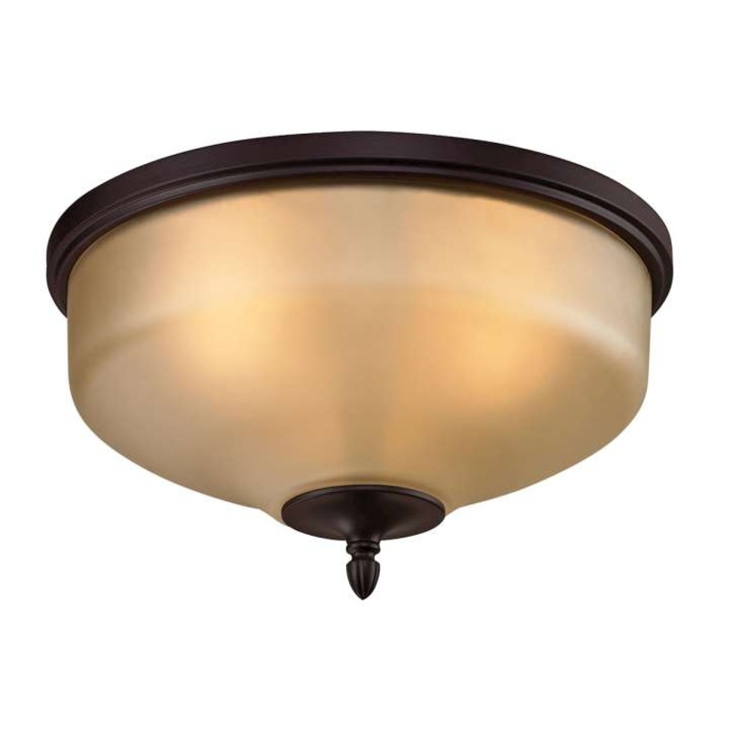 Jackson 3-Light Flush Mount in Oil Rubbed Bronze with Light Amber Glass