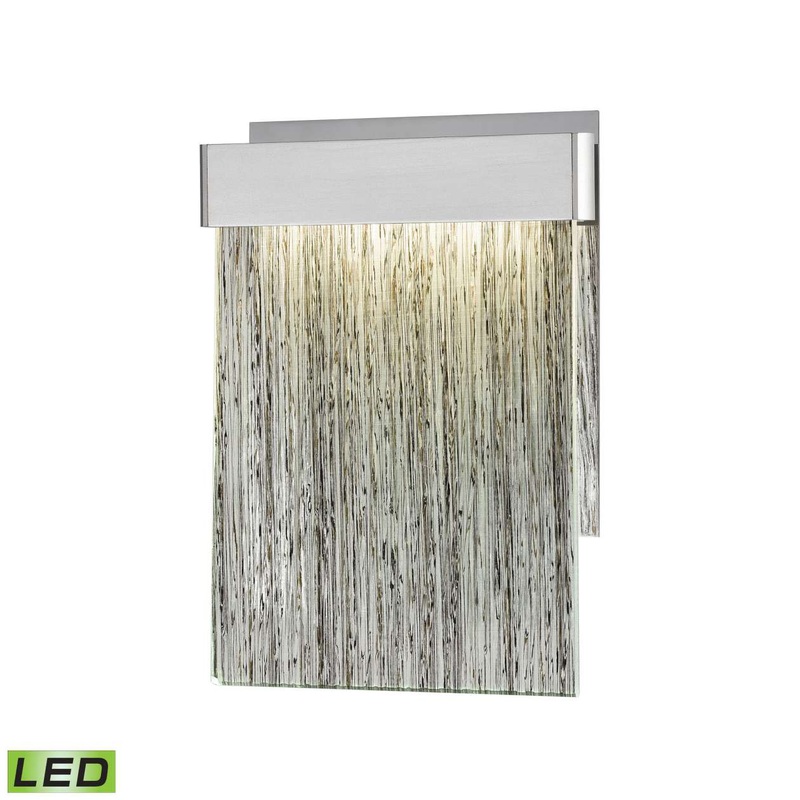 Meadowland 1-Light Sconce in Satin Aluminum and Chrome with Textured Glass - Integrated LED