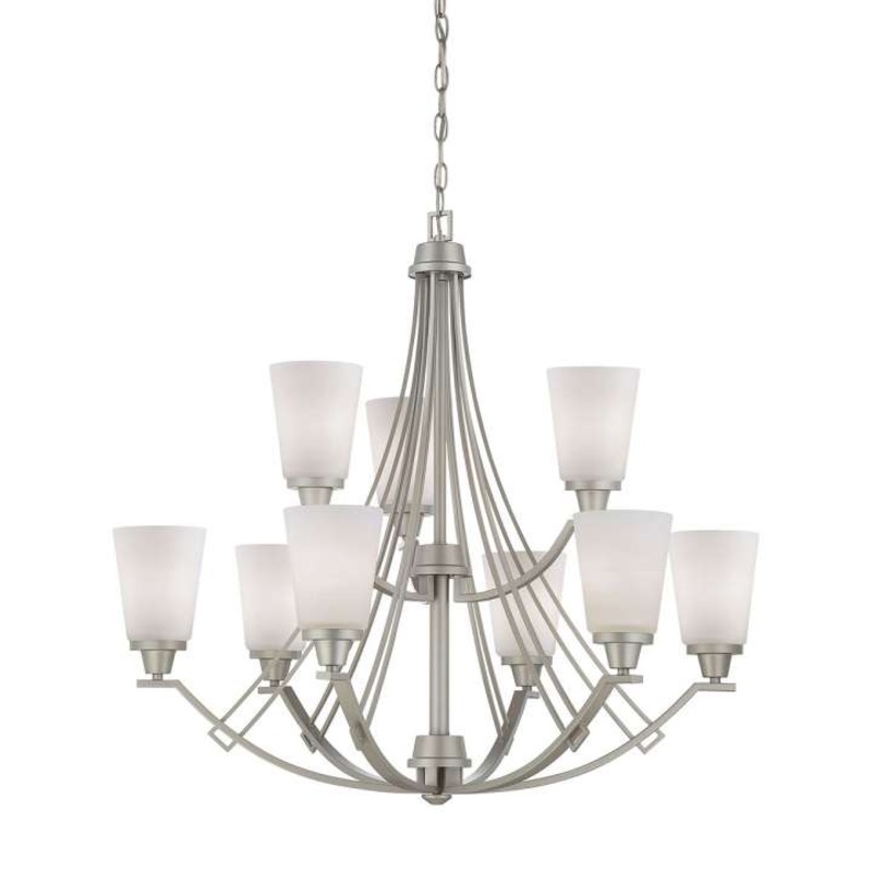 Wright 9-Light Chandelier in Matte Nickel