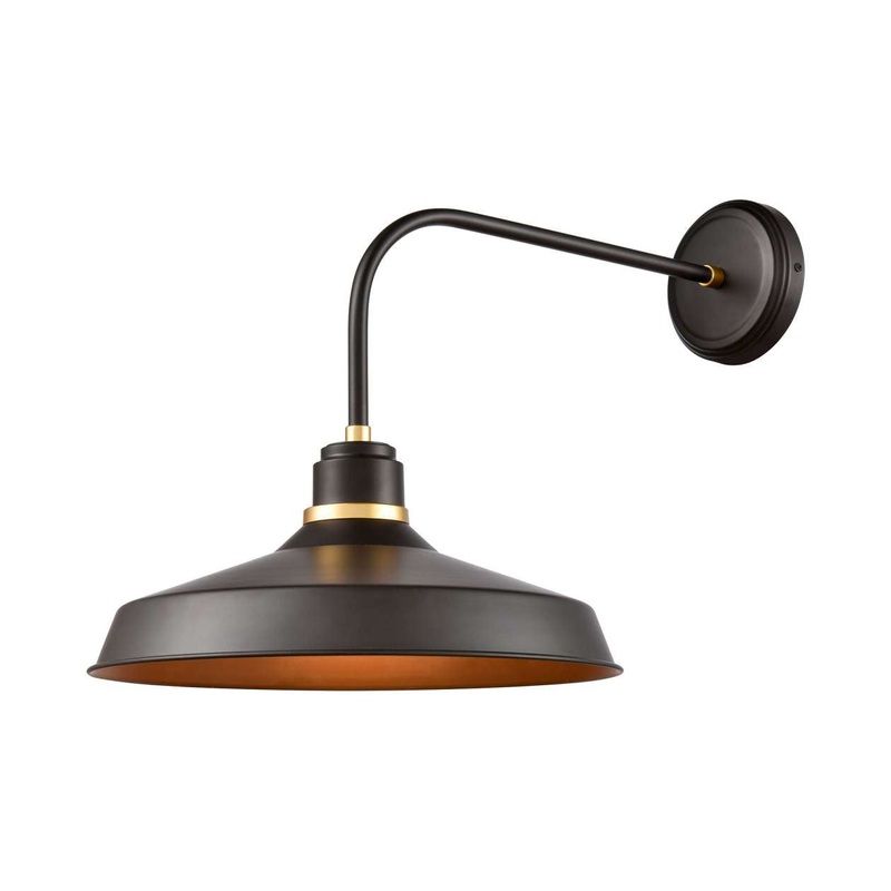 1L  Exterior Wall Sconce in ORB with Gold accents