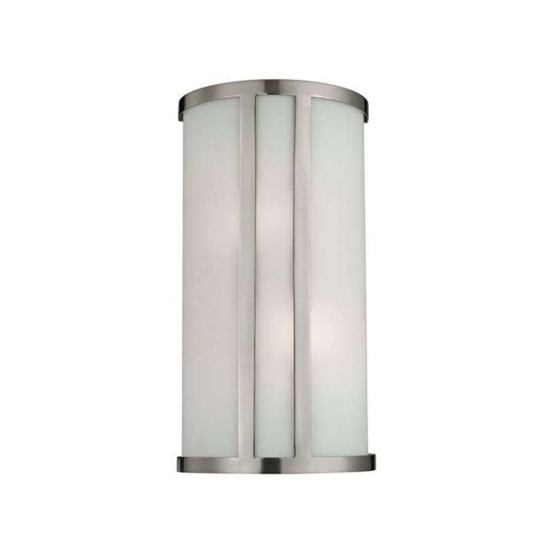 2-Light Wall Sconce in Brushed Nickel with White Glass