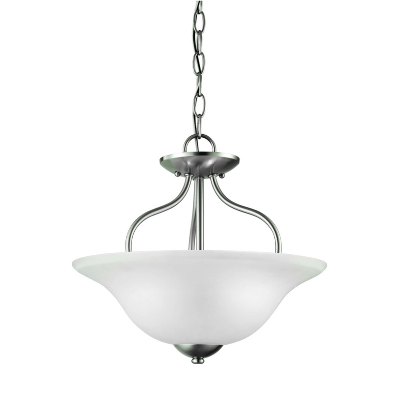 Conway 2-Light Semi Flush Mount in Brushed Nickel with White Glass
