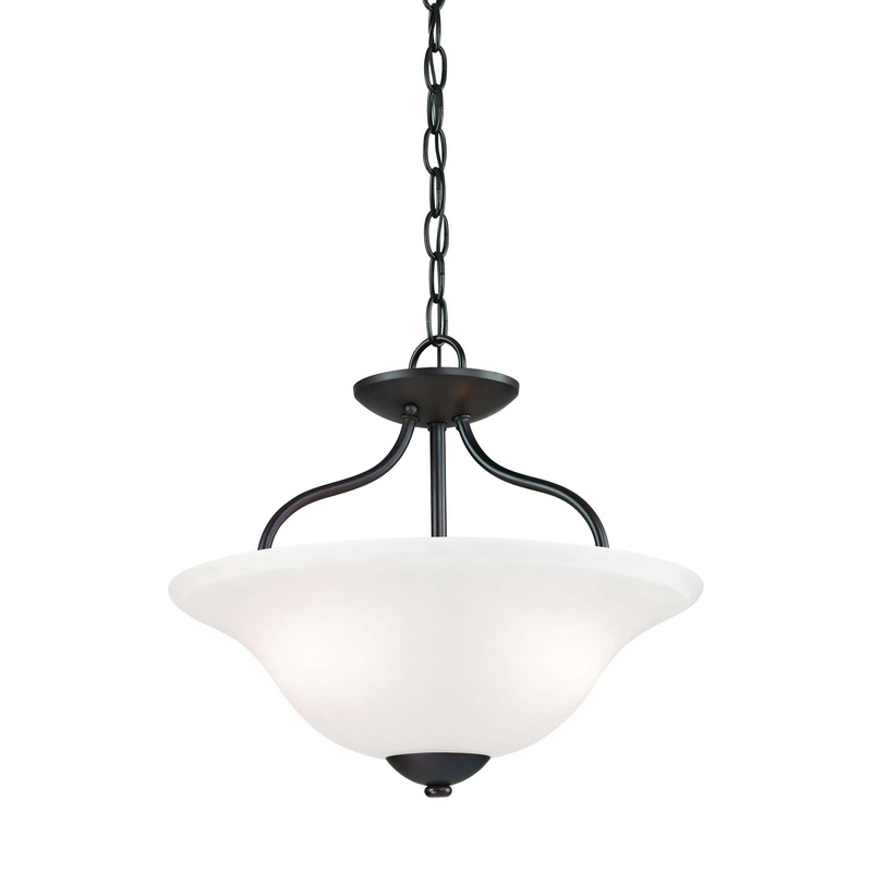 Conway 2-Light Semi Flush Mount in Oil Rubbed Bronze with White Glass
