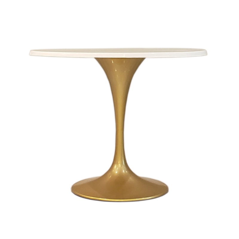 Fine Mod Imports Gold Filberglass Flower Table 36", White