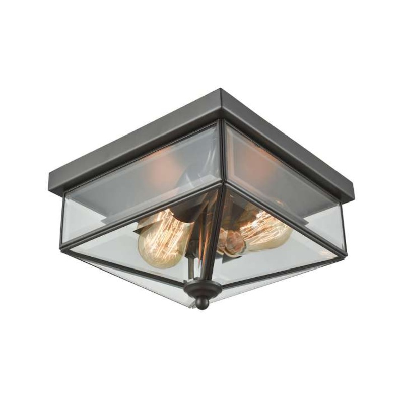 Lankford 2-Light Outdoor Flush Mount in Oil Rubbed Bronze with Clear Glass