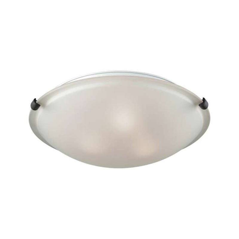 Sunglow 3-Light Flush in Oil Rubbed Bronze with White Glass (Brushed Nickel Clips Included)