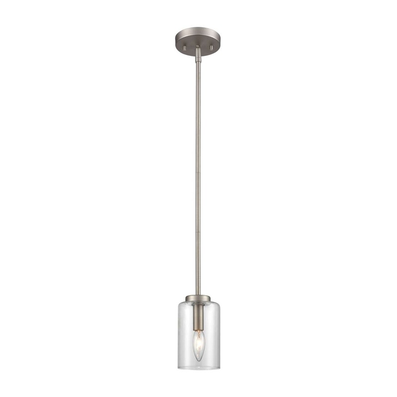 West End 1-Light Mini Pendant in Brushed Nickel with Clear Glass