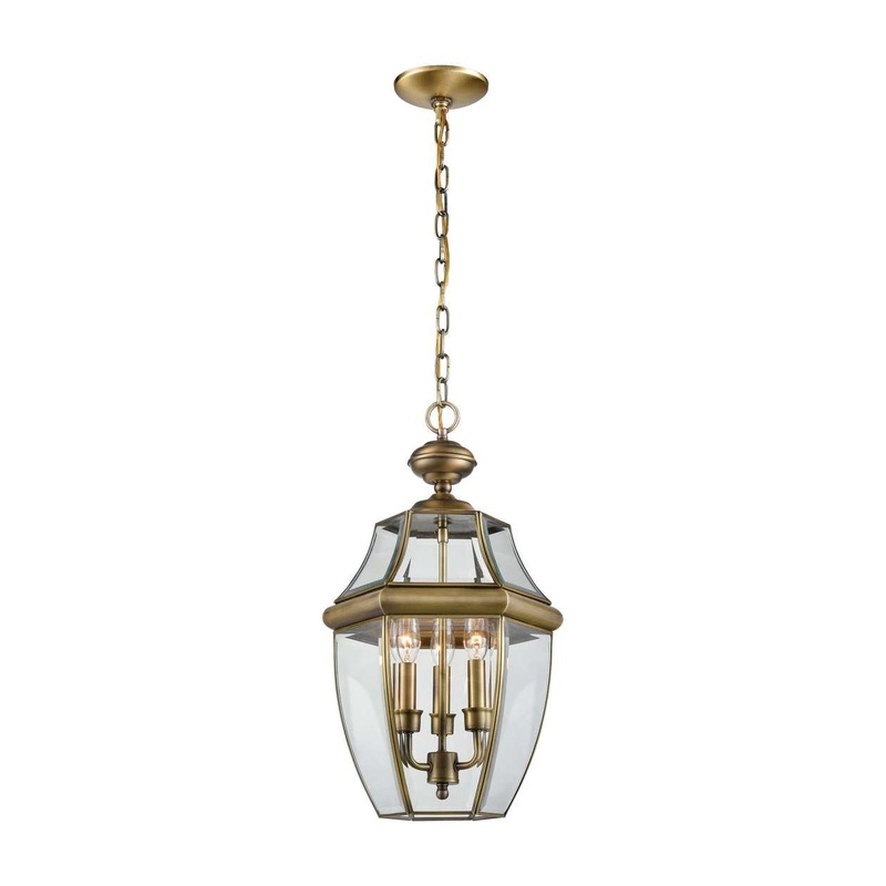 Ashford 3-Light Hanging Lantern in Antique Brass - Large
