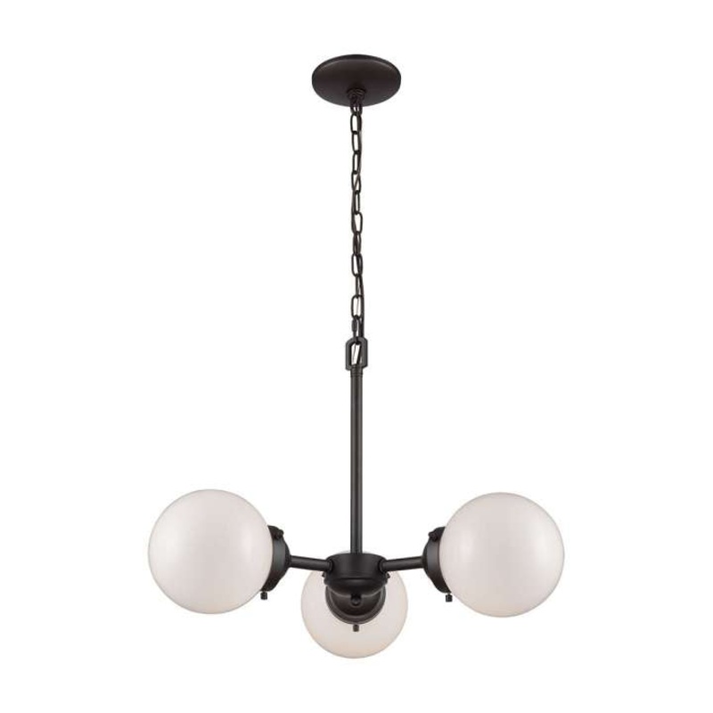 Beckett 3-Light Chandelier in in Oil Rubbed Bronze with Opal White Glass