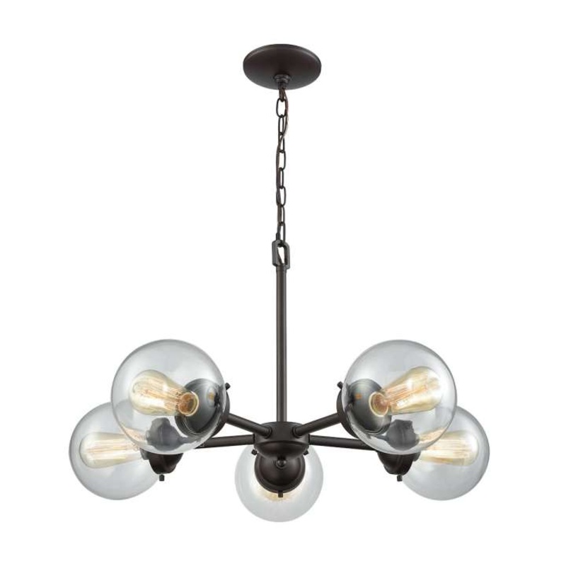 Beckett 5-Light Chandelier in Oil Rubbed Bronze with Clear Glass