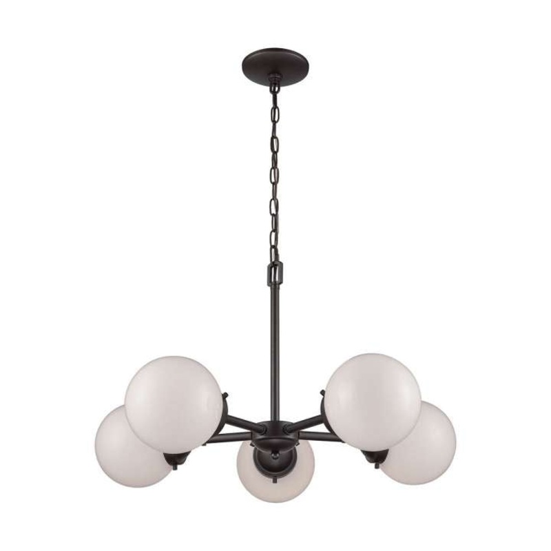 Beckett 5-Light Chandelier in Oil Rubbed Bronze with Opal White Glass