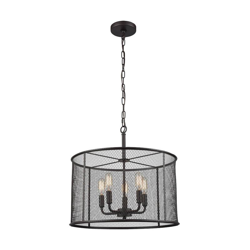 Williamsport 5-Light Chandelier in in Oil Rubbed Bronze with Black Metal Shade