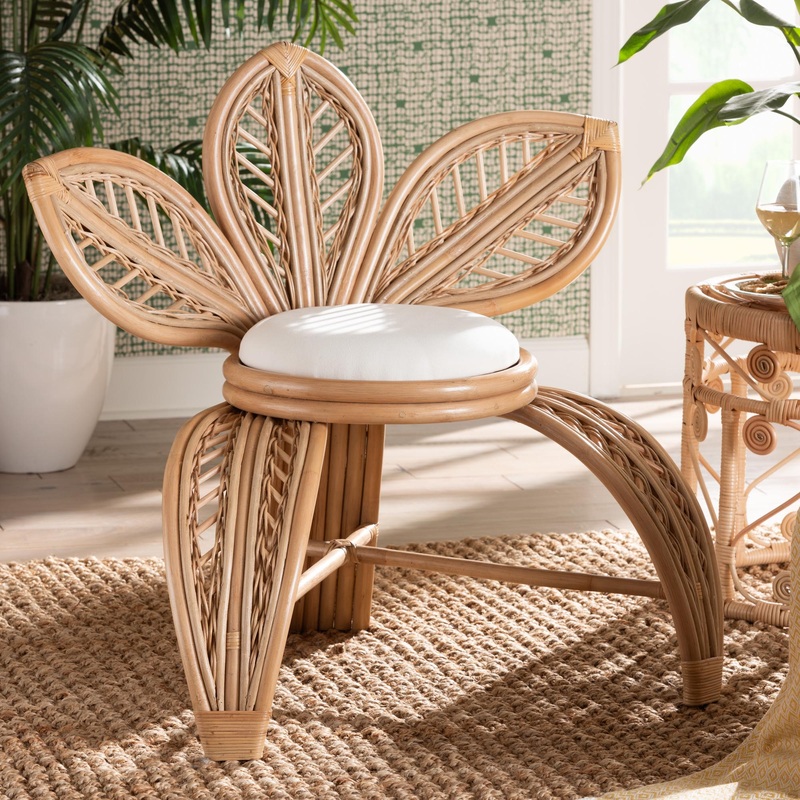 Baxton Studio bali & pari Gresham Modern Bohemian Natural Rattan Leaf Accent Chair