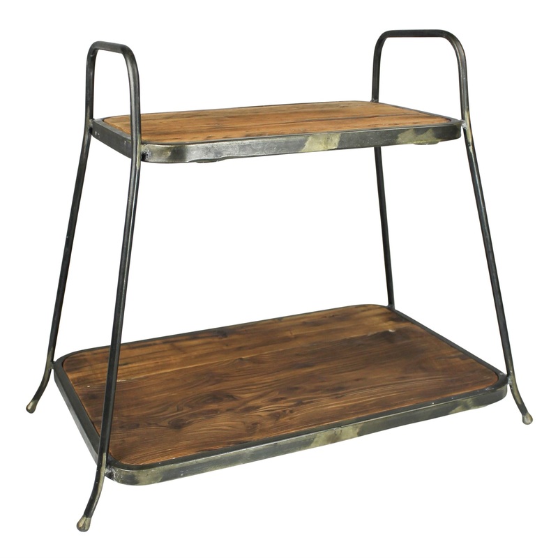 Catalina Two-Tier Stand, Wood - Rect By HomArt